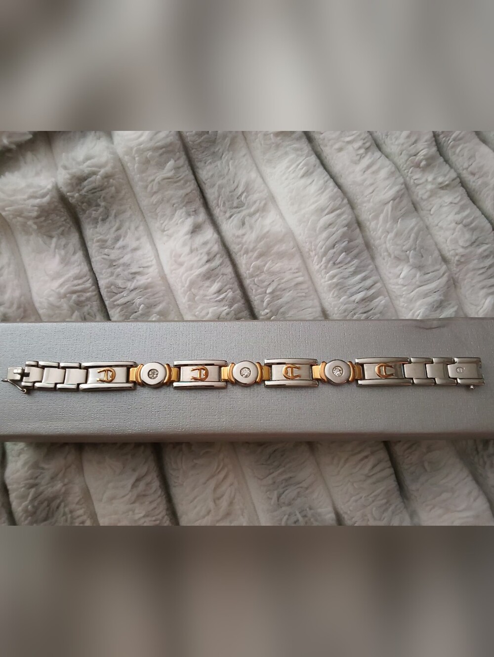 Etienne Aigner Signature Logo Bracelet, Two Tone, 7-1/2", EUC..Now $40!